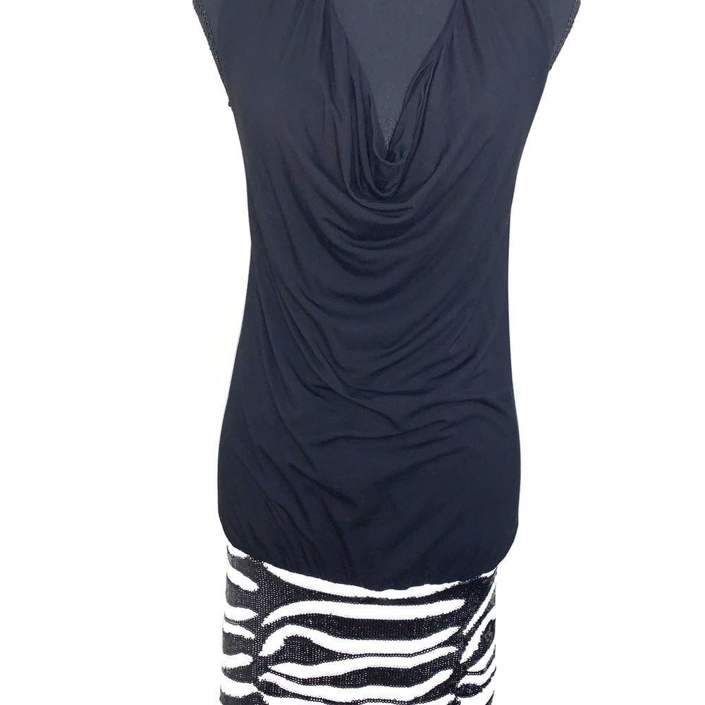 Bebe Zebra Print Sequence Backless Halter For Wom… - image 2